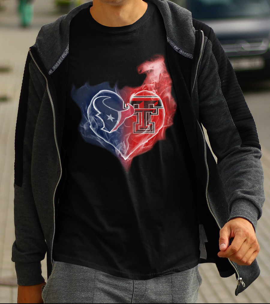 Texas Tech Red Raiders Houston Texans Heart T-Shirt