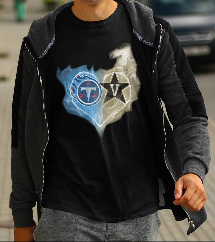 Tennessee Titans Vanderbilt Commodores Smoke Heart Fusion T-Shirt