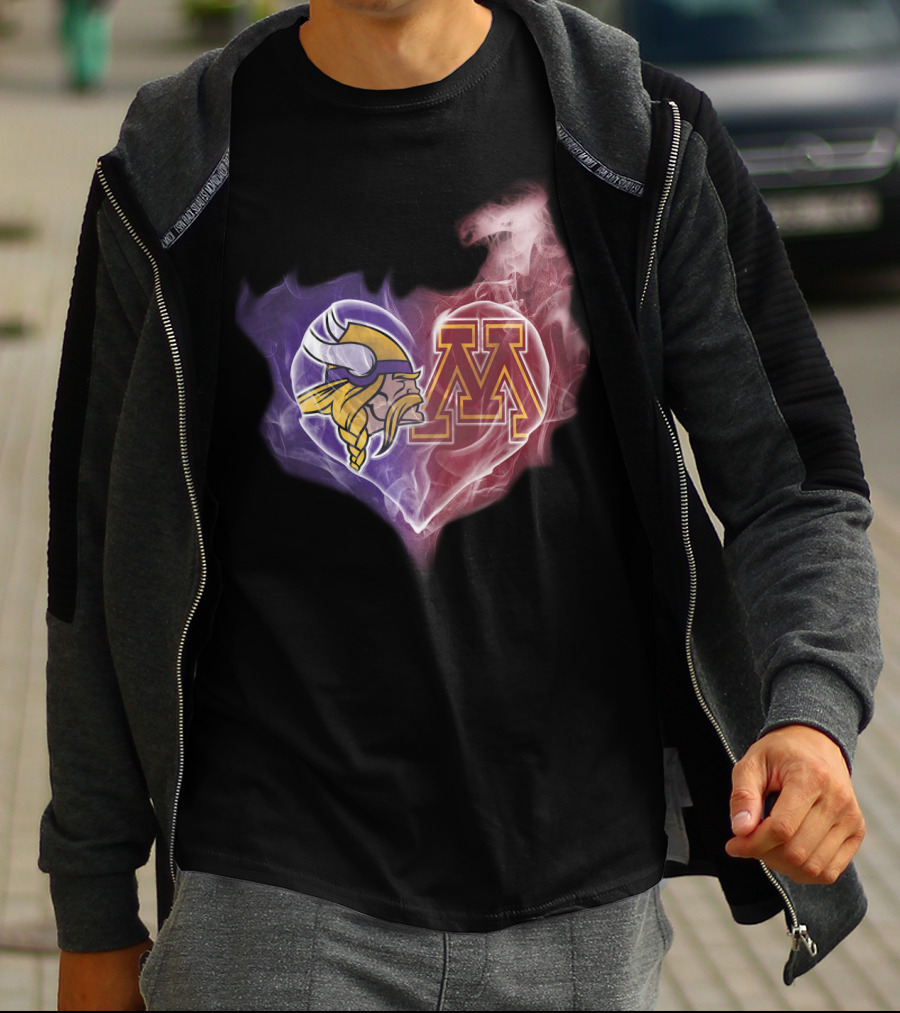 Vikings Minnesota Purple Gold Heart M T-Shirt
