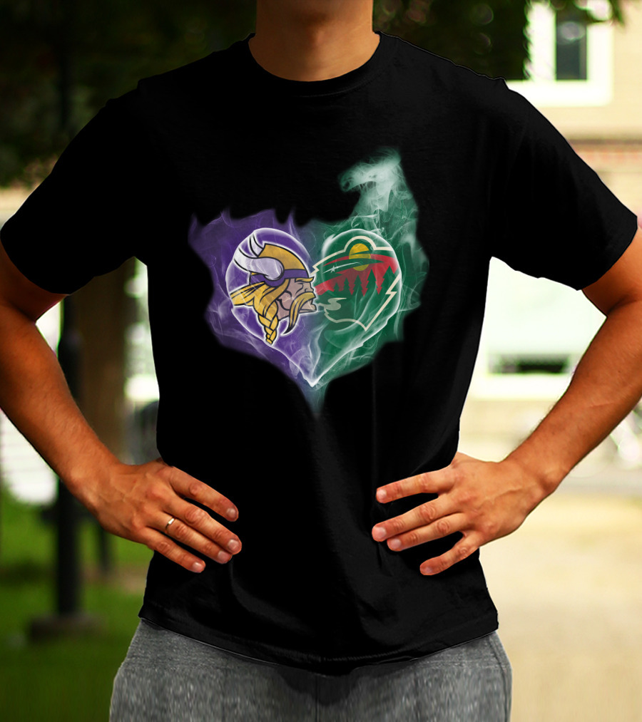 Vikings Minnesota Wild Heart Logo Fusion T-Shirt