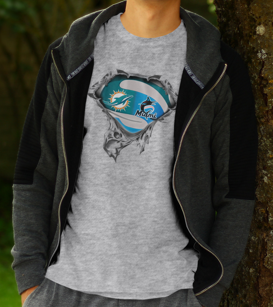 Miami Dolphins Marlins Logos T-Shirt