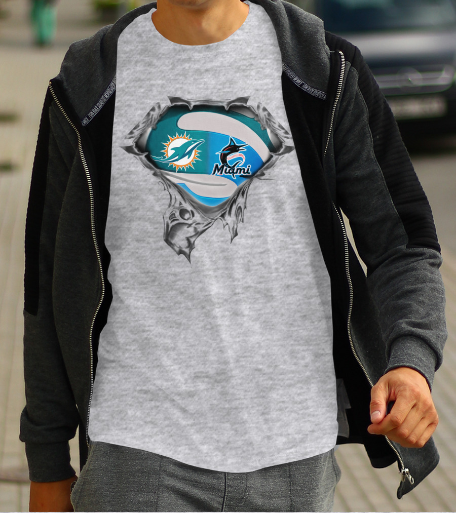 Miami Dolphins Marlins Logos T-Shirt