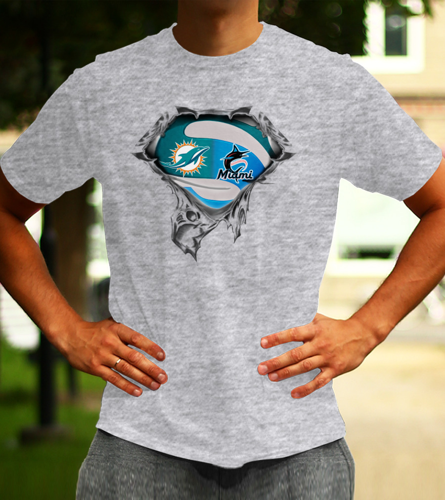 Miami Dolphins Marlins Logos T-Shirt