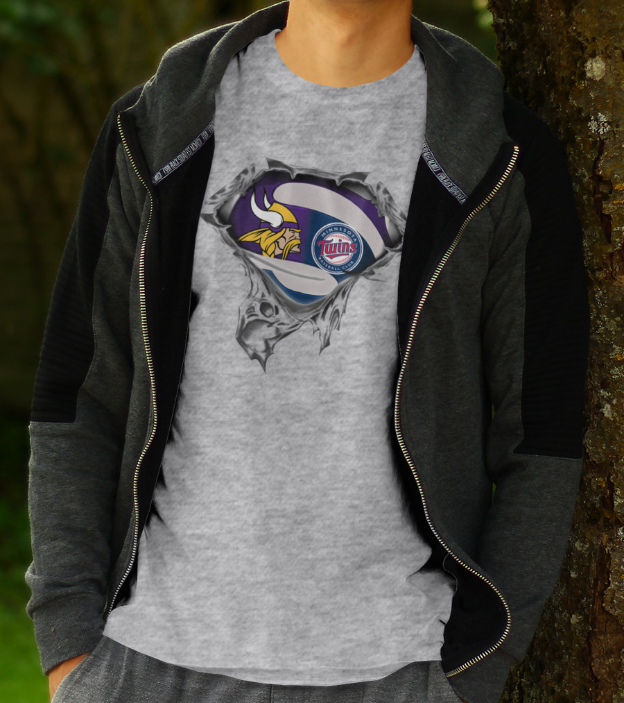 Minnesota Vikings Twins Baseball Crossover Fan T-Shirt