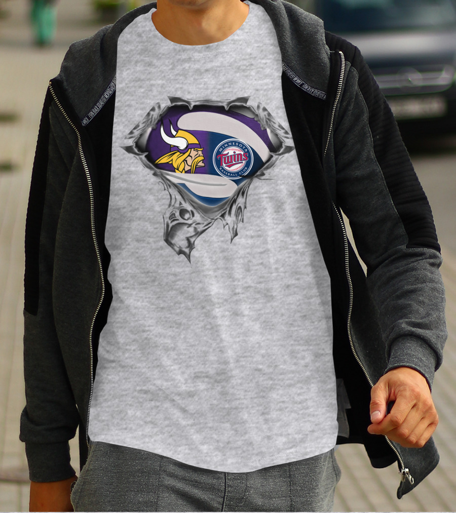 Minnesota Vikings Twins Baseball Crossover Fan T-Shirt