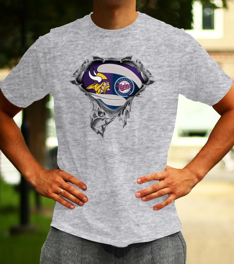 Minnesota Vikings Twins Baseball Crossover Fan T-Shirt