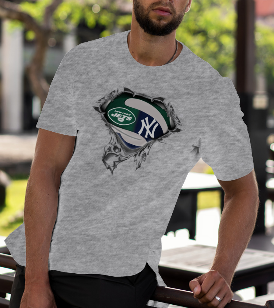 New York Jets New York Yankees Logo Fusion T-Shirt
