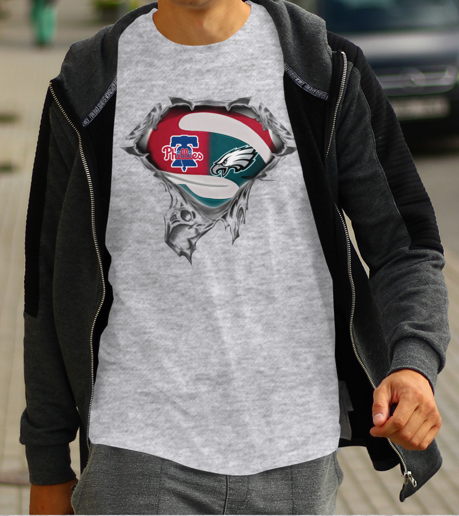 Phillies Eagles Logo Mashup Superhero Style T-Shirt