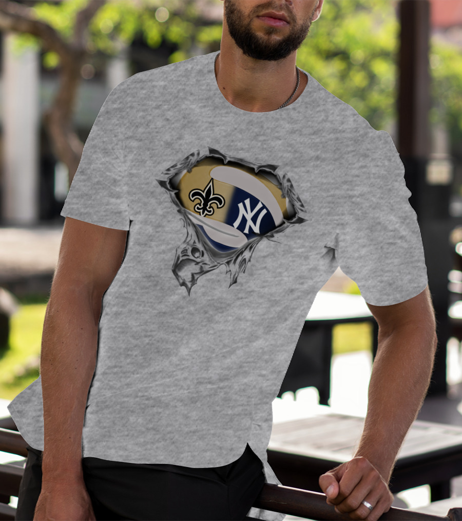 New Orleans Saints And New York Yankees Fusion T-Shirt