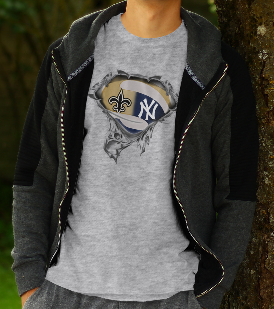 New Orleans Saints And New York Yankees Fusion T-Shirt