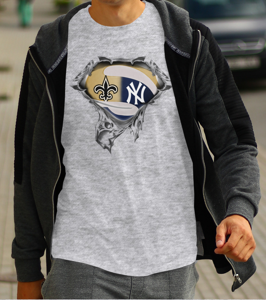 New Orleans Saints And New York Yankees Fusion T-Shirt