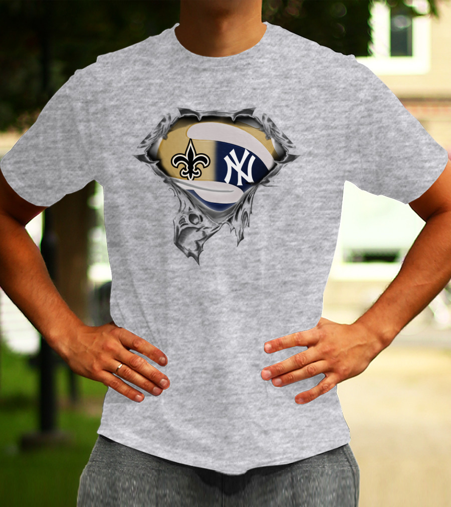 New Orleans Saints And New York Yankees Fusion T-Shirt
