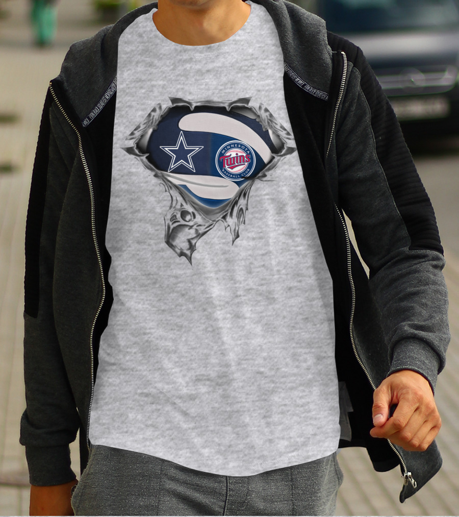 Dallas Cowboys Minnesota Twins Fan Crossover Football Baseball Logos T-Shirt