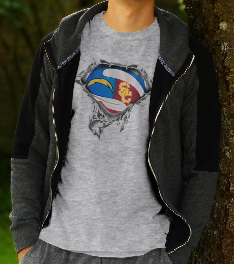 Chargers Usc Trojans Football Hybrid T-Shirt