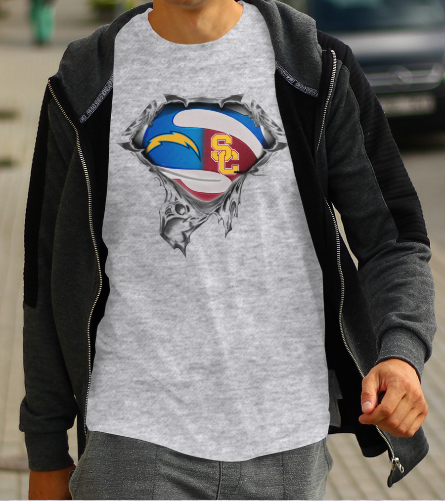 Chargers Usc Trojans Football Hybrid T-Shirt