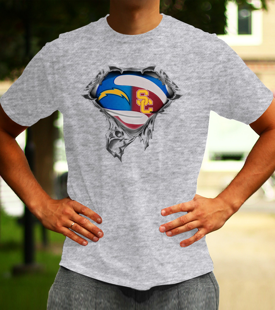 Chargers Usc Trojans Football Hybrid T-Shirt
