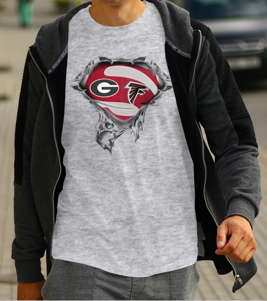 Georgia Bulldogs Atlanta Falcons Logo Mashup T-Shirt