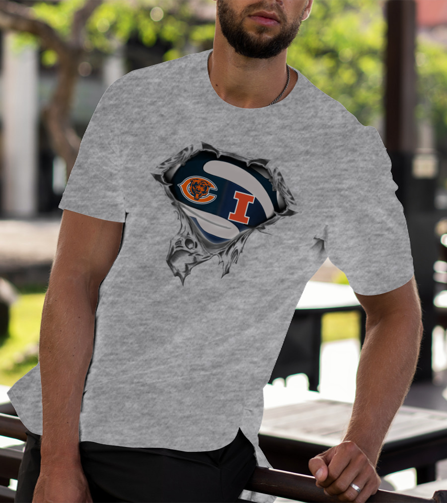 Bears Fighting Illini Logo Mashup T-Shirt