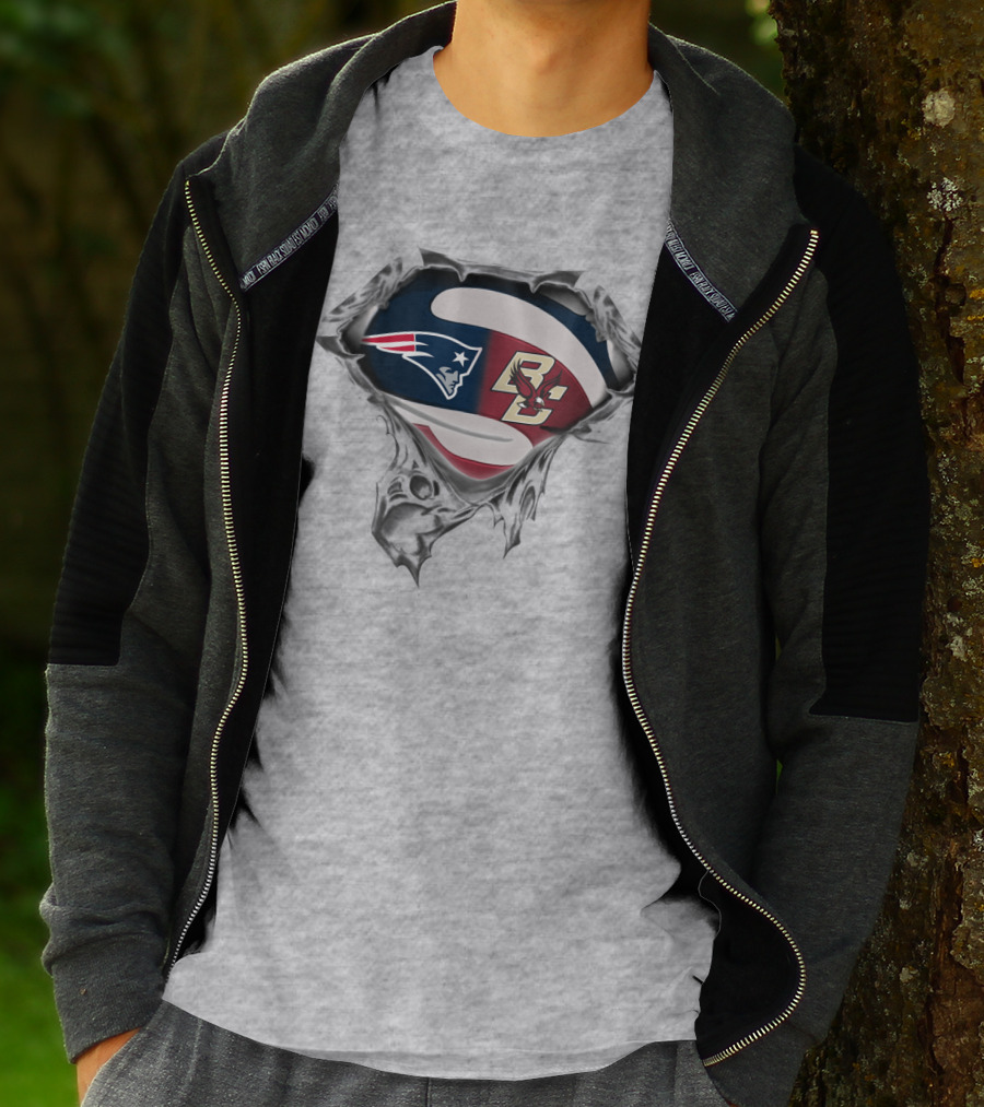 New England Patriots Boston College Eagles Logo Mashup T-Shirt
