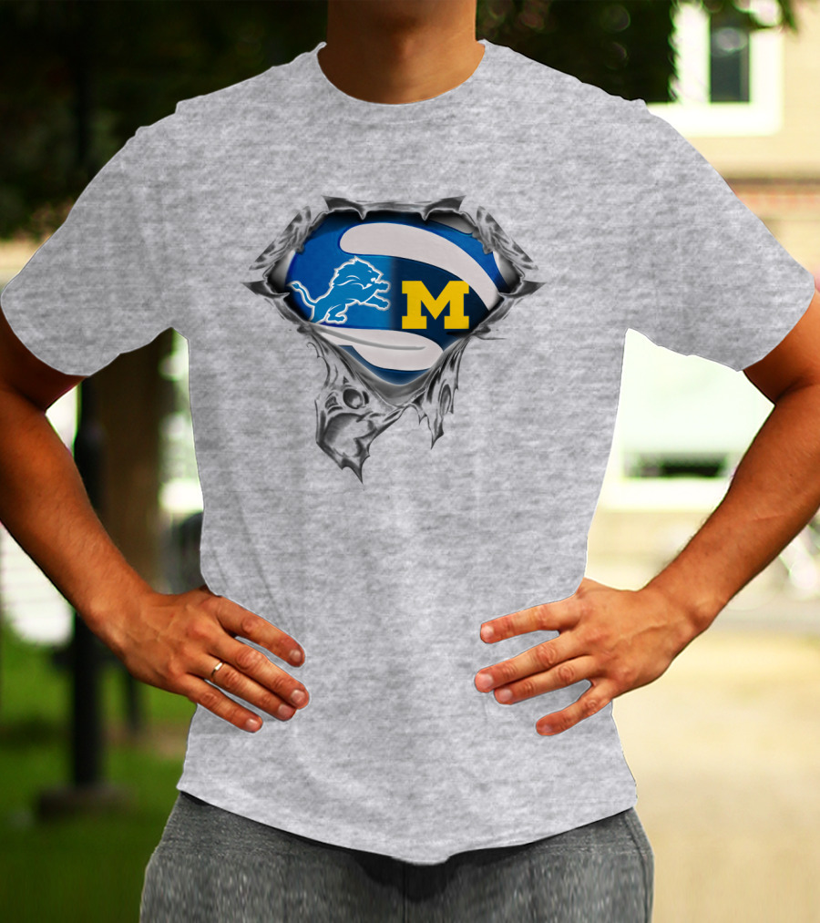 Detroit Lions And Michigan Wolverines Tearing Through T-Shirt