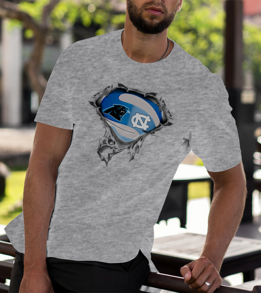Carolina Panthers Tar Heels Nc Logo Mashup T-Shirt