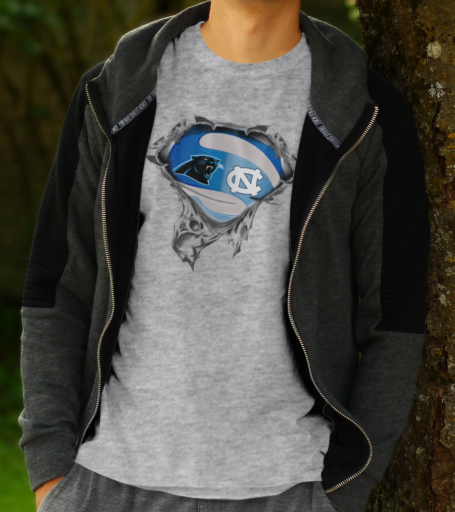 Carolina Panthers Tar Heels Nc Logo Mashup T-Shirt