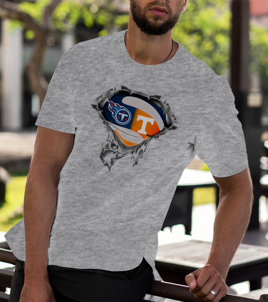 Tennessee Titans Volunteers Crossover Logo Superhero Theme T-Shirt