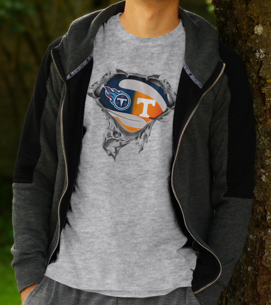 Tennessee Titans Volunteers Crossover Logo Superhero Theme T-Shirt