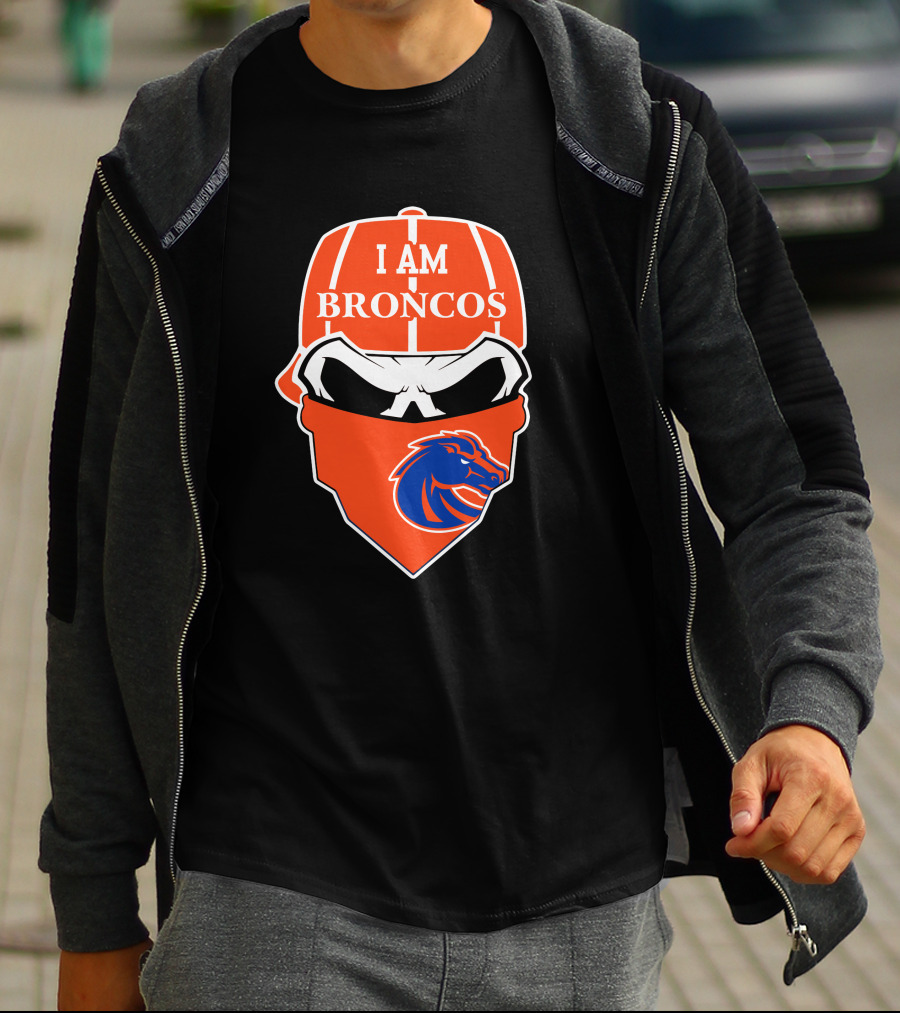 I Am Broncos Boise State Broncos Skull Sports T-Shirt