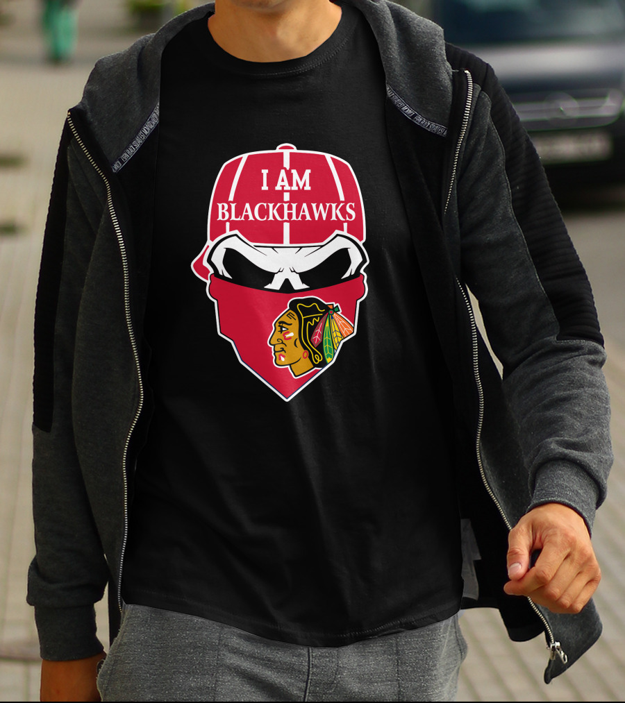 I Am Blackhawks Chicago Blackhawks Skull T-Shirt