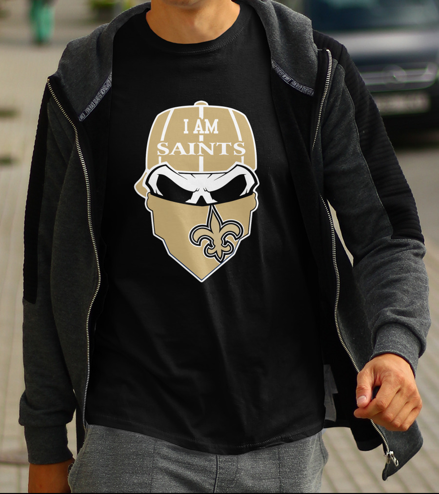 I Am New Orleans Saints Skull Fleur-De-Lis T-Shirt