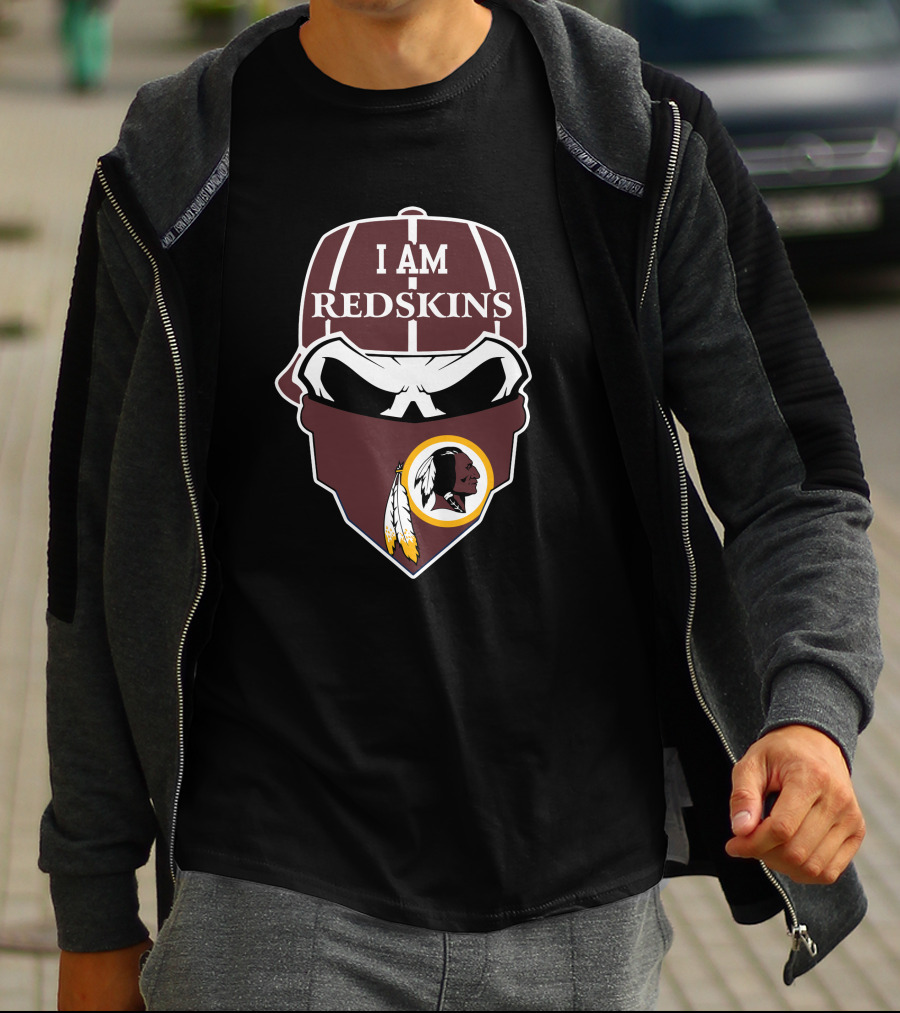 I Am Redskins Skull Logo Face Mask T-Shirt