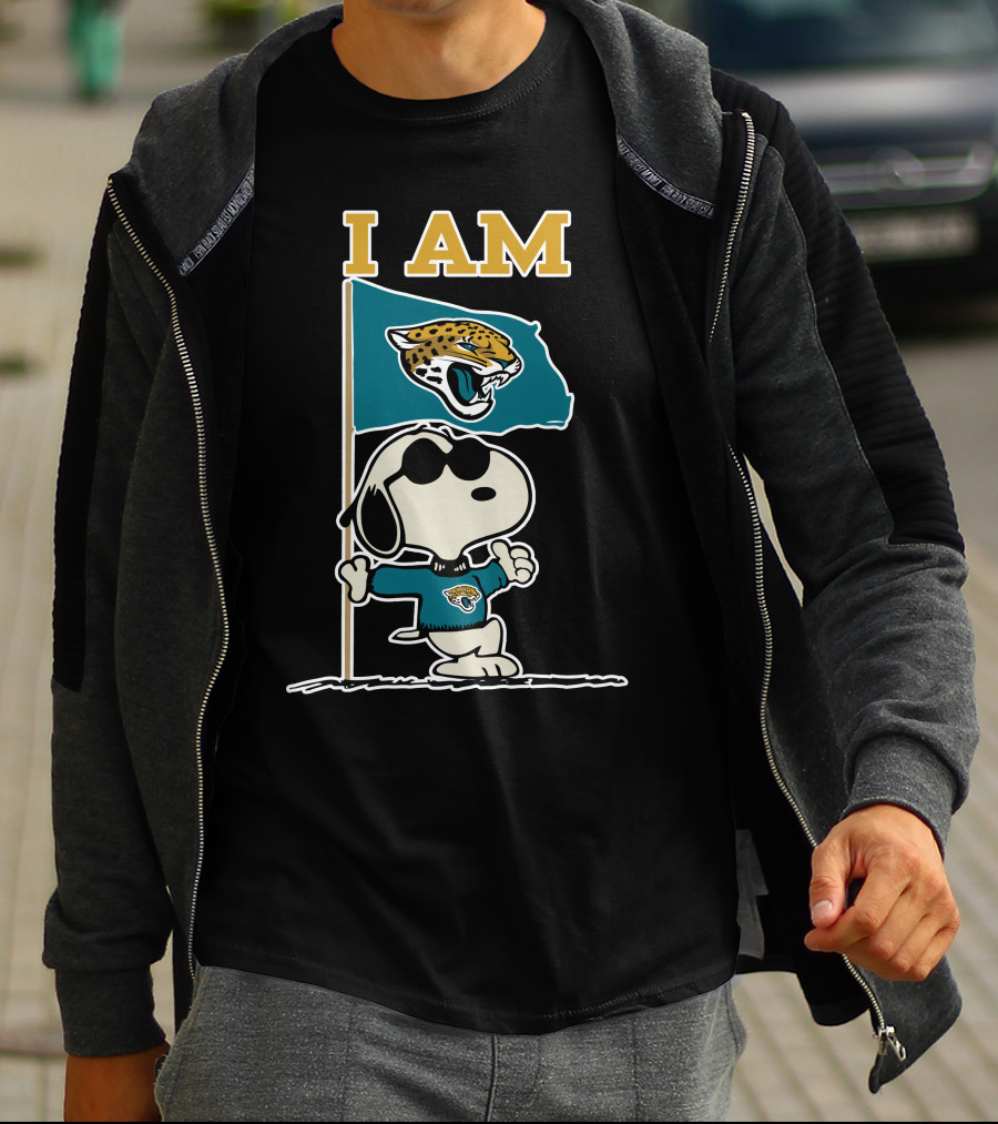 I Am Jacksonville Jaguars Snoopy Flag T-Shirt