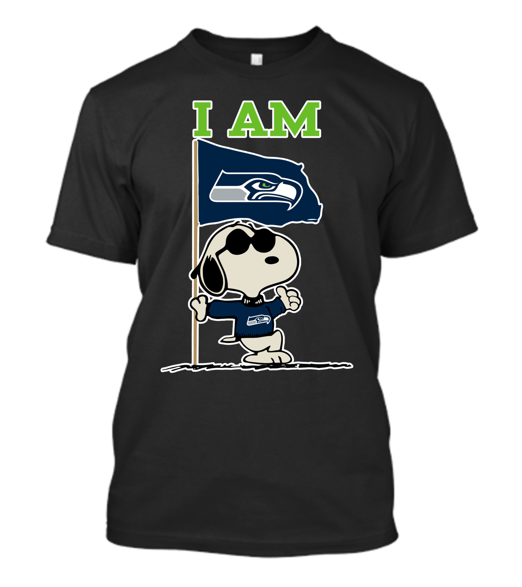 I Am Seattle Seahawks Snoopy Flag T-Shirt