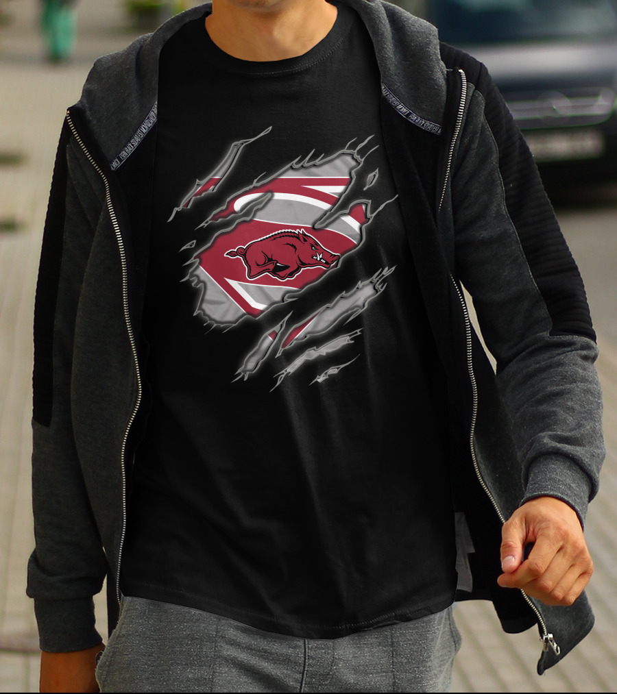 Arkansas Razorbacks Superman Claw T-Shirt