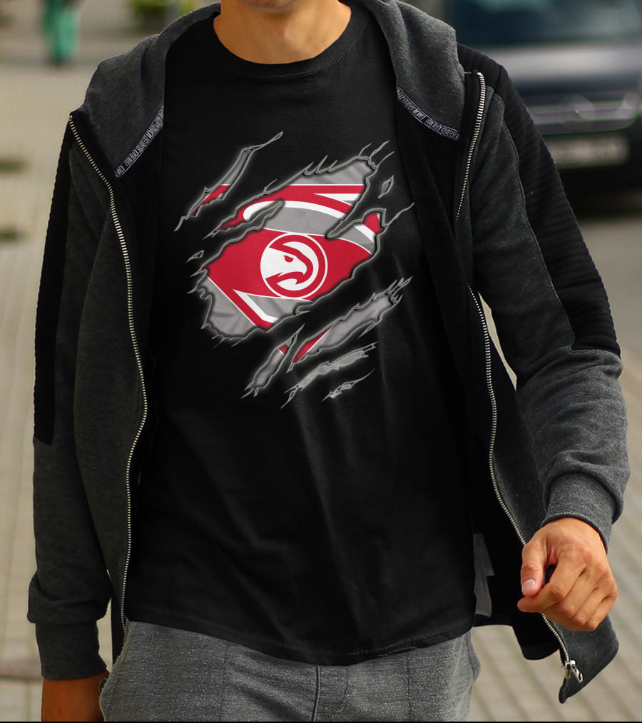 Atlanta Hawks Superman Logo Ripped Reveal T-Shirt