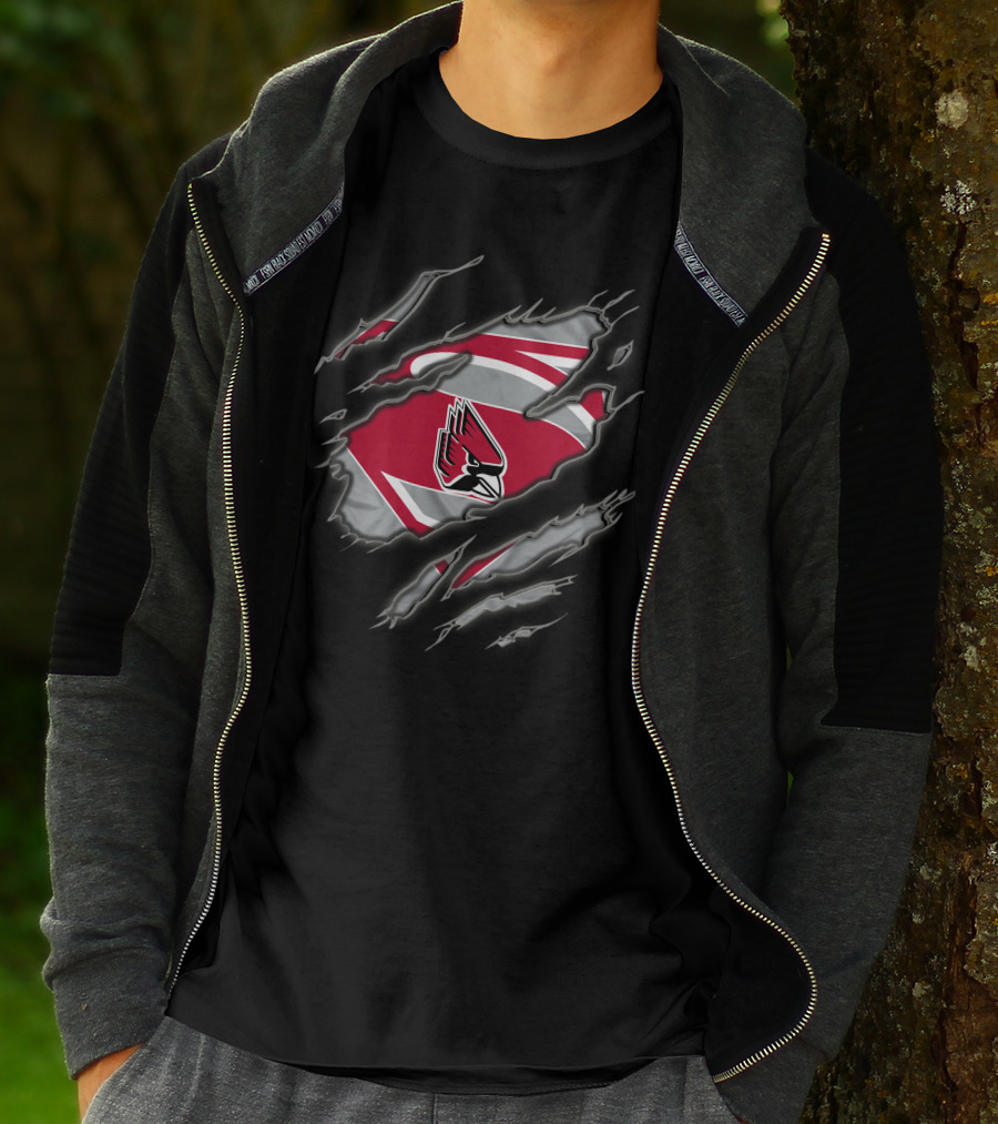 Ball State Cardinals Superman Logo With Claw Marks T-Shirt