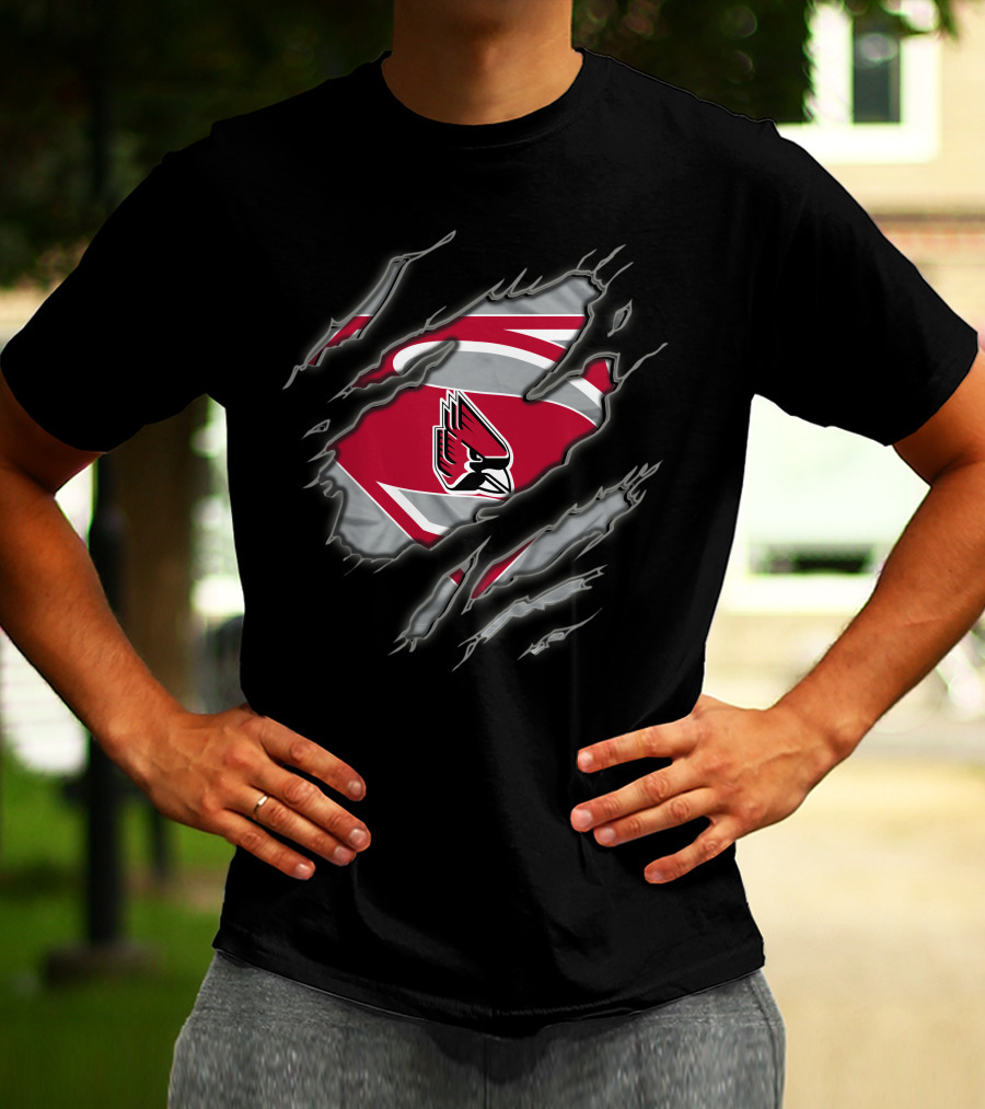 Ball State Cardinals Superman Logo With Claw Marks T-Shirt