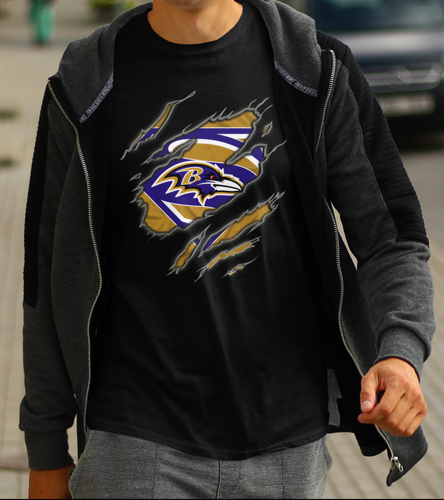 Baltimore Ravens Superman Logo Claw Marks T-Shirt