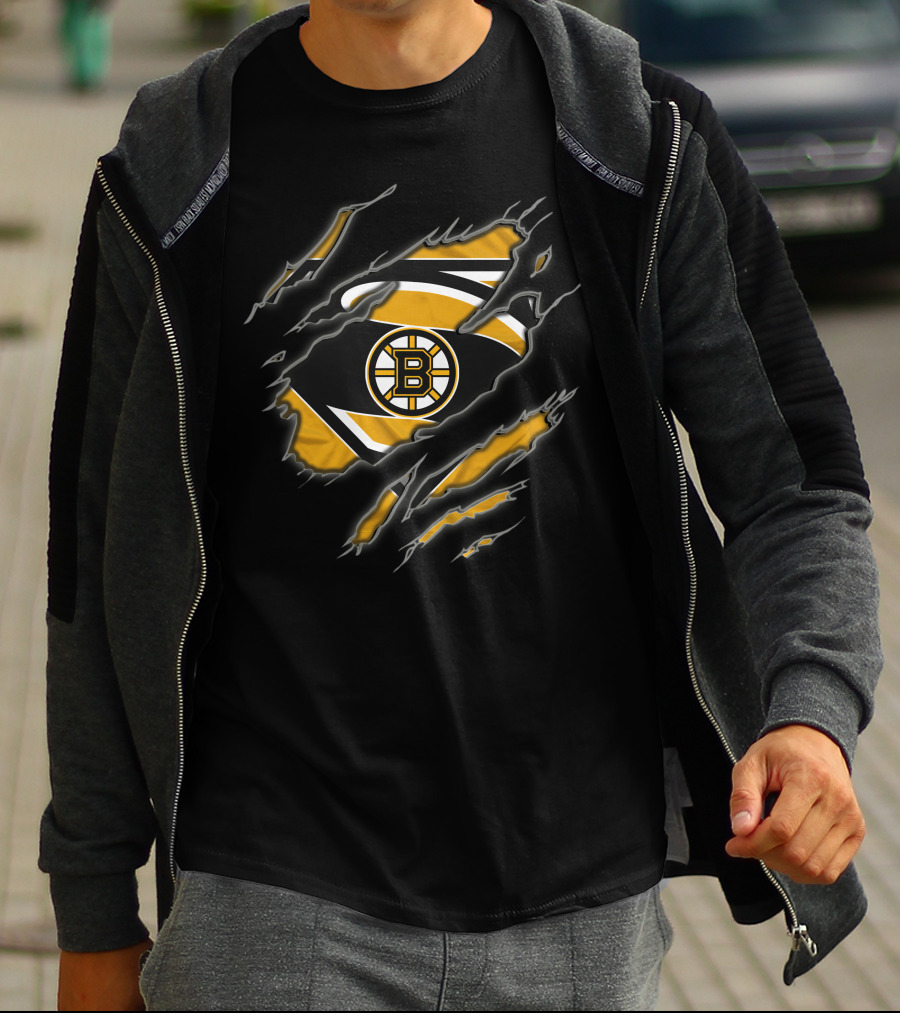Boston Bruins Logo Torn Superman T-Shirt