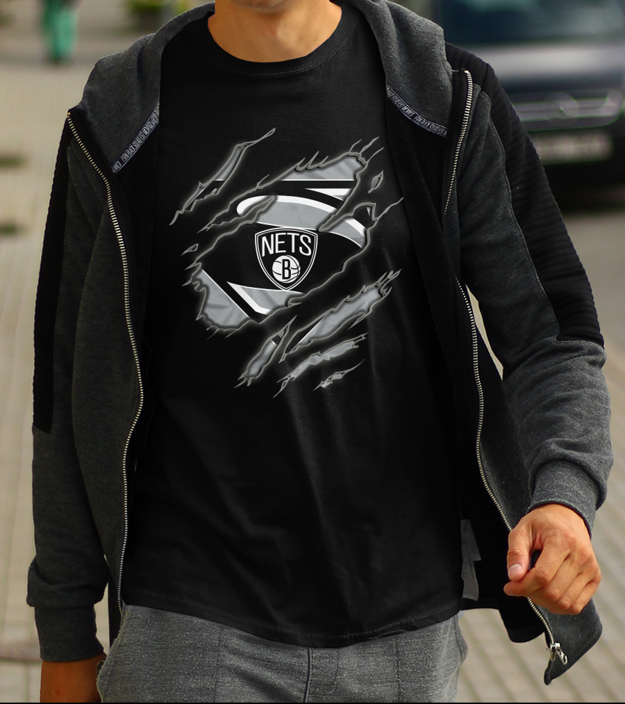 Brooklyn Nets Superman Logo Ripped Effect 1 T-Shirt