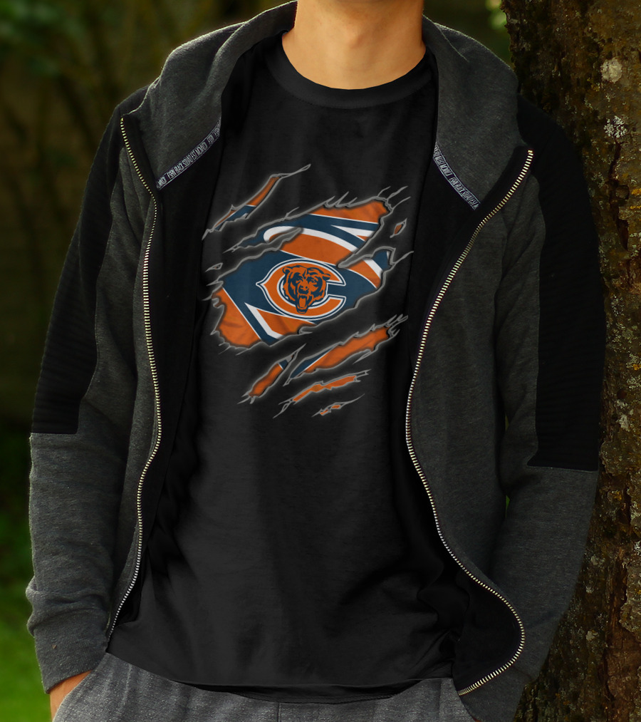 Chicago Bears Superman Logo Ripped T-Shirt