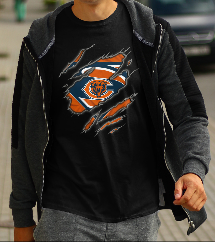 Chicago Bears Superman Logo Ripped T-Shirt