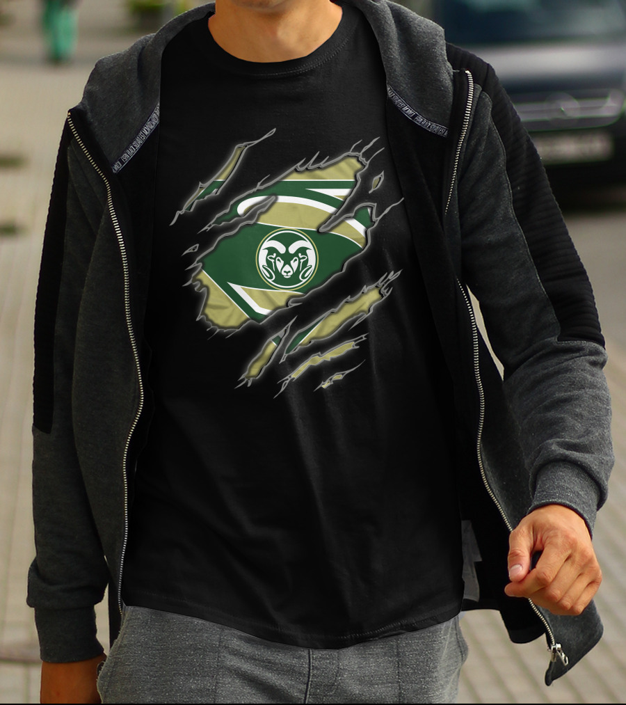 Colorado State Rams Superman Logo Ripped T-Shirt