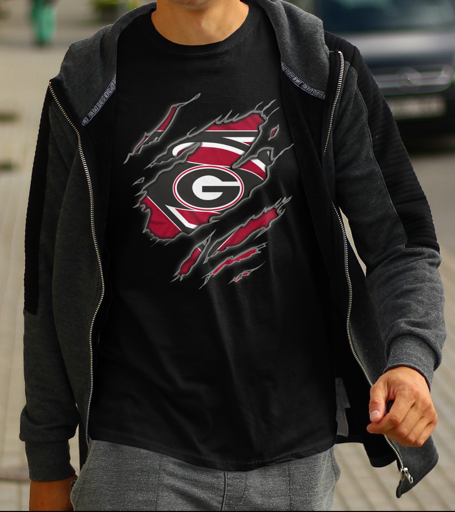 Georgia Bulldogs Superman G Logo Torn Ripped T-Shirt