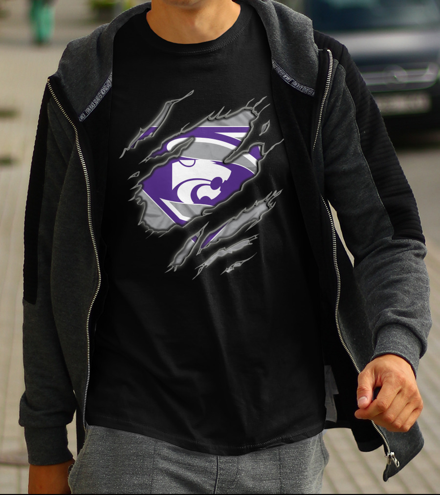 Kansas State Wildcats Superman Logo Claw Marks T-Shirt