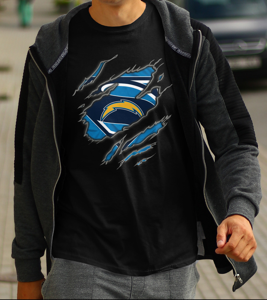 Los Angeles Chargers Superman Logo Lightning Bolt T-Shirt