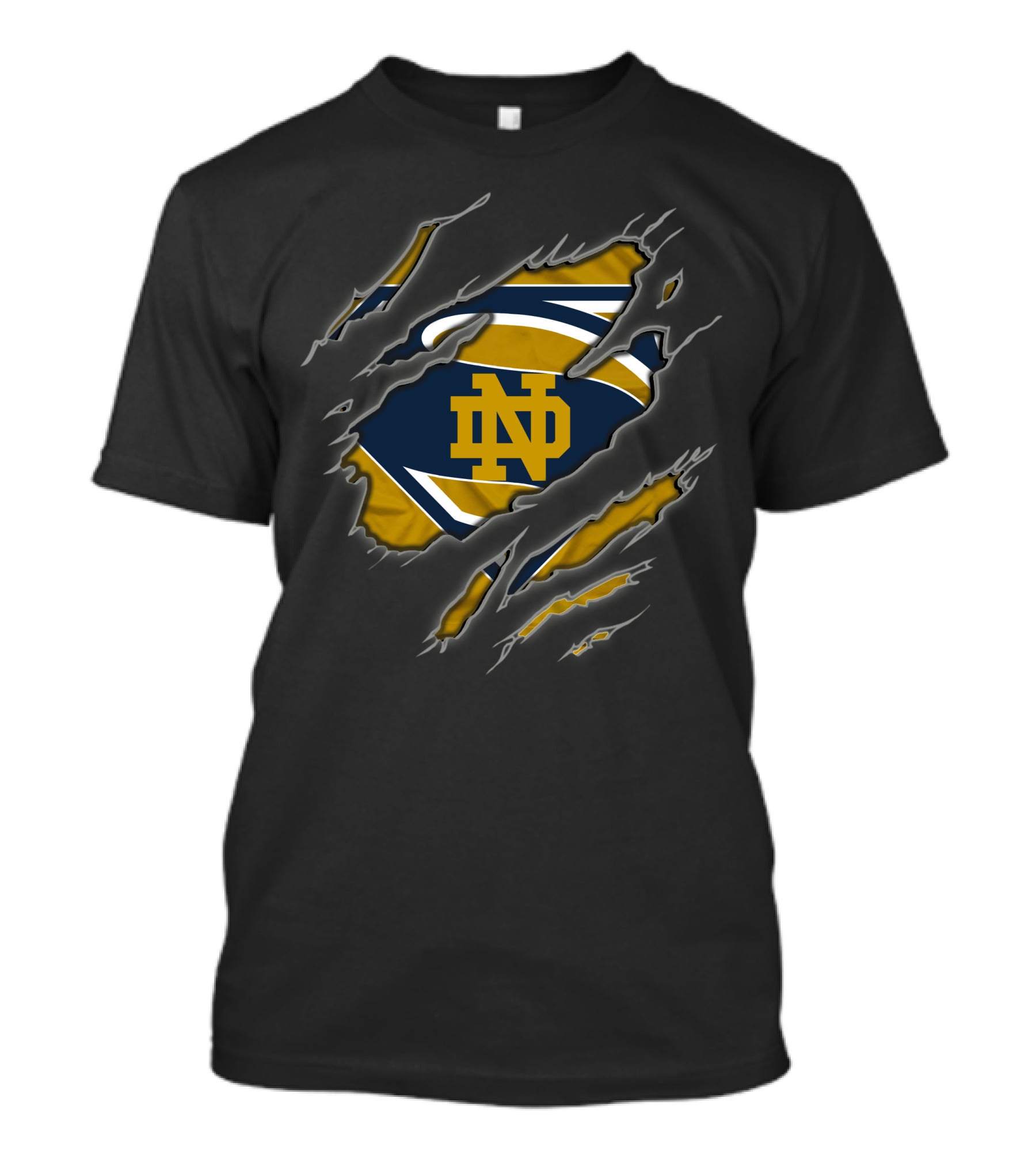 Notre Dame Fighting Irish Superman Logo Rip T-Shirt