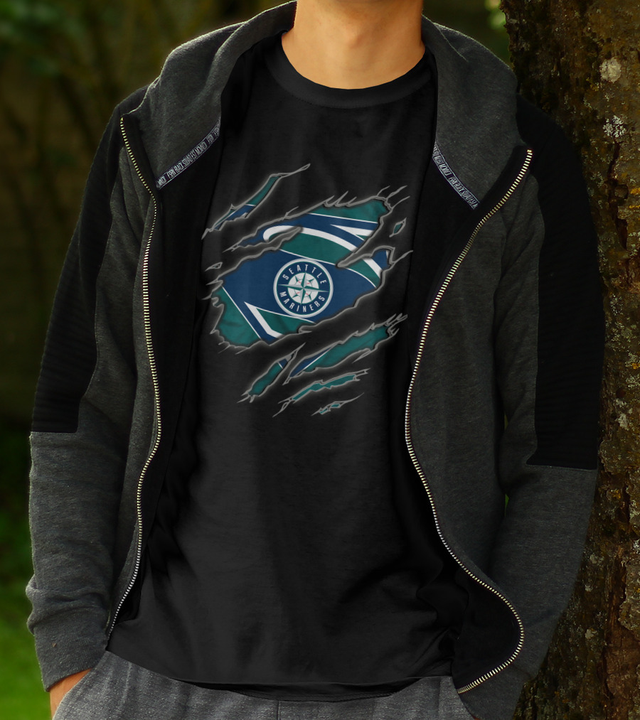 Seattle Mariners Superman Logo Claw Reveal T-Shirt