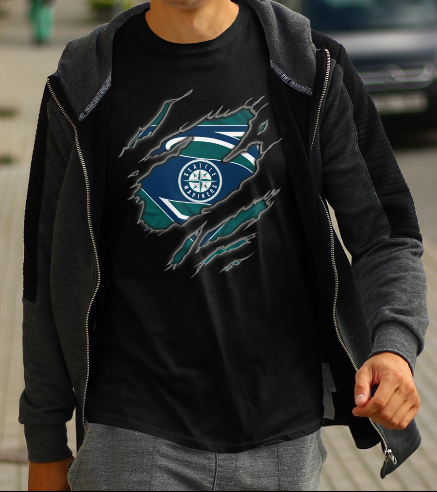 Seattle Mariners Superman Logo Claw Reveal T-Shirt